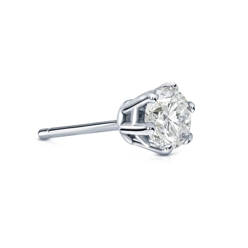 Auriya 14k Gold 1/3ct TDW Round 6 Prong SINGLE STUD (1) Diamond Earring