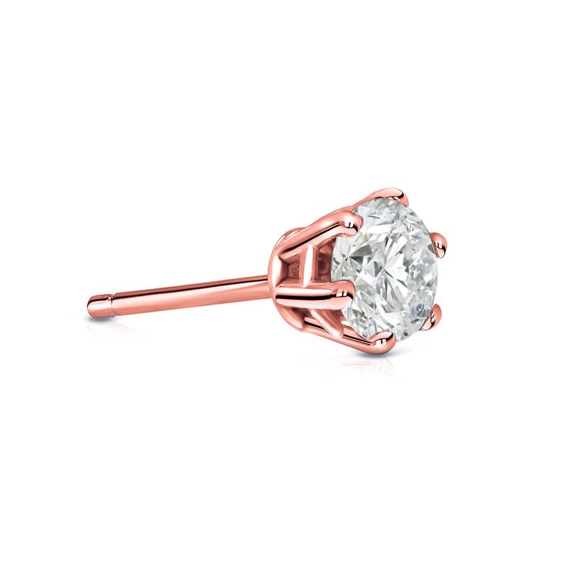 Auriya 14k Gold 1/3ct TDW Round 6 Prong SINGLE STUD (1) Diamond Earring