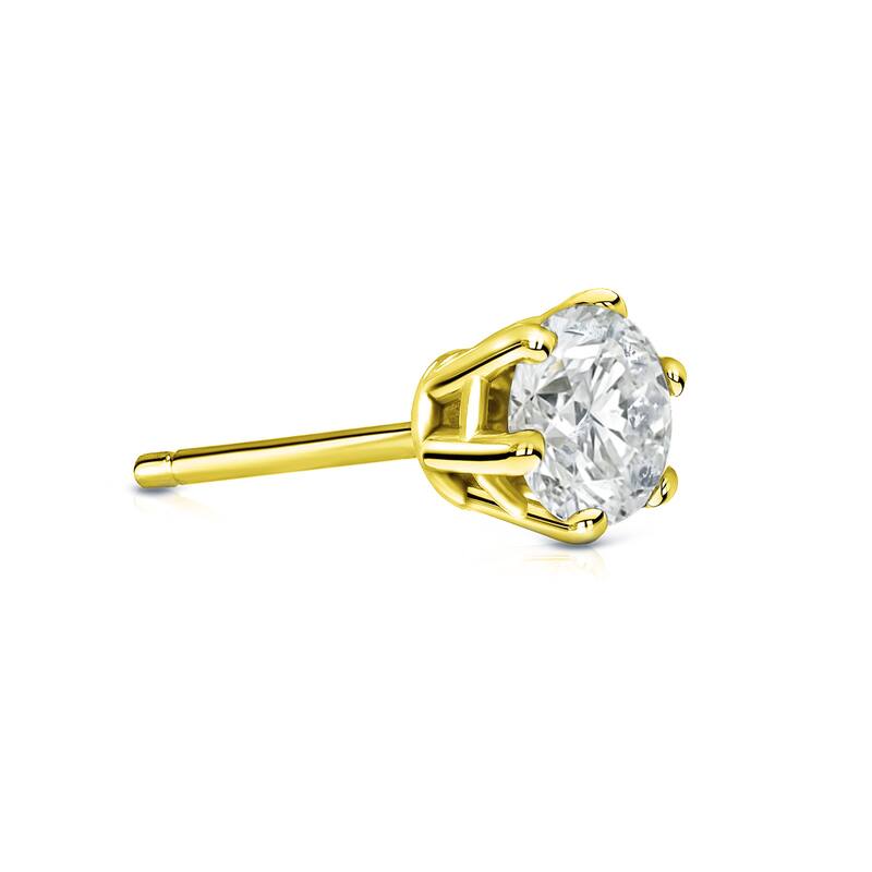 Auriya 14k Gold 1/3ct TDW Round 6 Prong SINGLE STUD (1) Diamond Earring