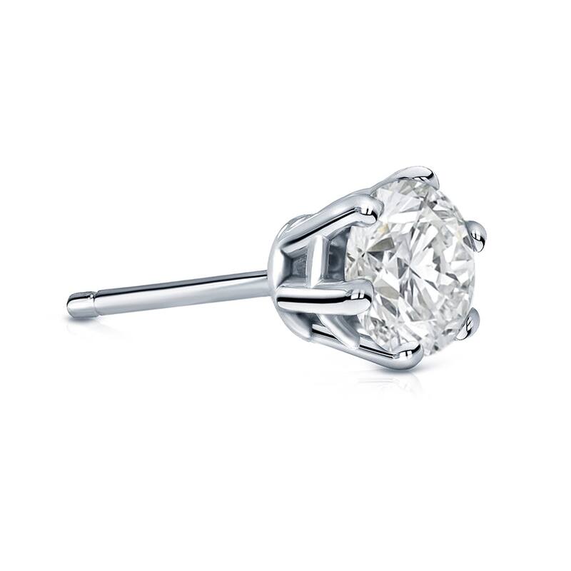 Auriya 1ctw 6-Prong Round Diamond SINGLE STUD (1) Earring 14k Gold - White