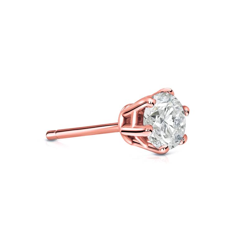 Auriya 14k Gold 1/4ct TDW Round 6 Prong SINGLE STUD (1) Diamond Earring