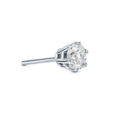 Auriya 14k Gold 1/4ct TDW Round 6 Prong SINGLE STUD (1) Diamond Earring