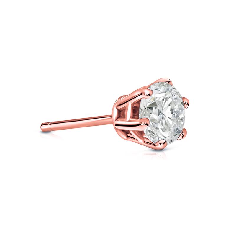 Auriya 14k Gold 1/2ct TDW Round 6-Prong SINGLE STUD (1) Diamond Earring