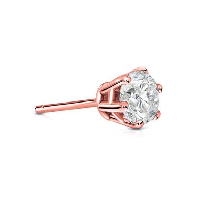 Auriya 14k Gold 1/2ct TDW Round 6-Prong SINGLE STUD (1) Diamond Earring