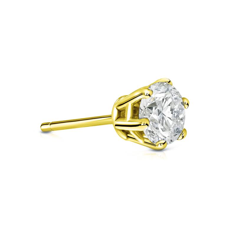 Auriya 14k Gold 1/2ct TDW Round 6-Prong SINGLE STUD (1) Diamond Earring