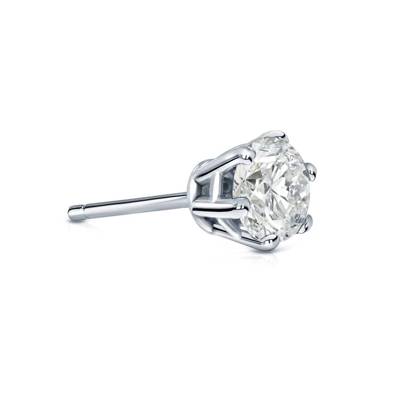 Auriya 14k Gold 1/2ct TDW Round 6-Prong SINGLE STUD (1) Diamond Earring