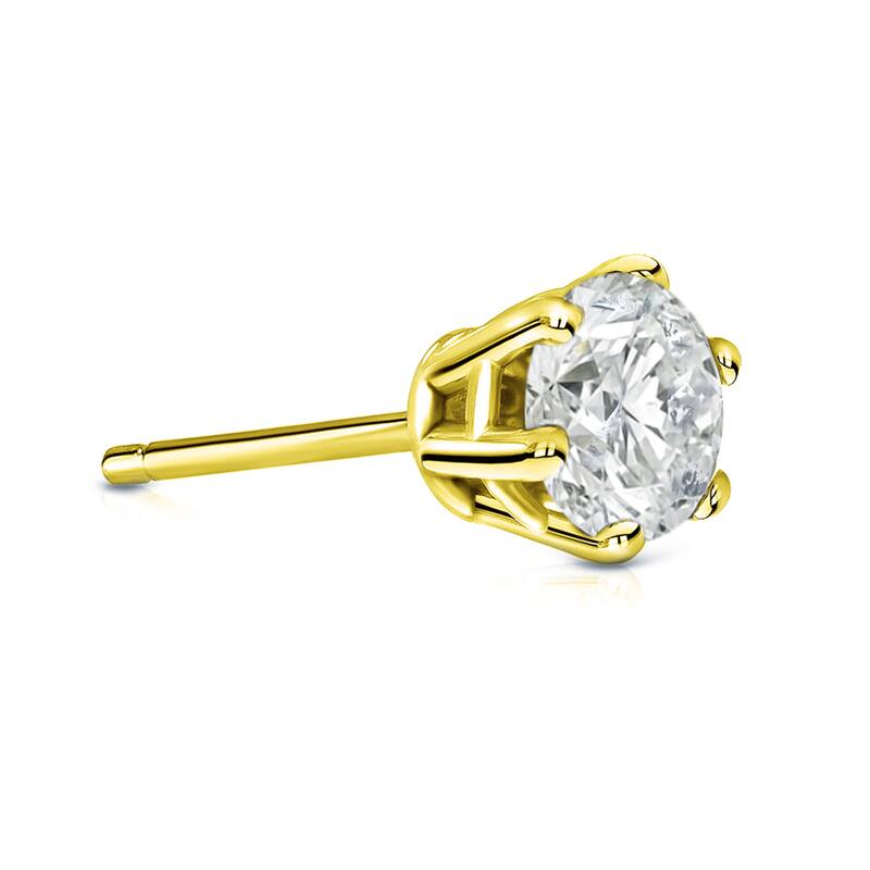 Auriya 14k Gold 1ct TDW Round 6-Prong SINGLE STUD (1) Diamond Earring