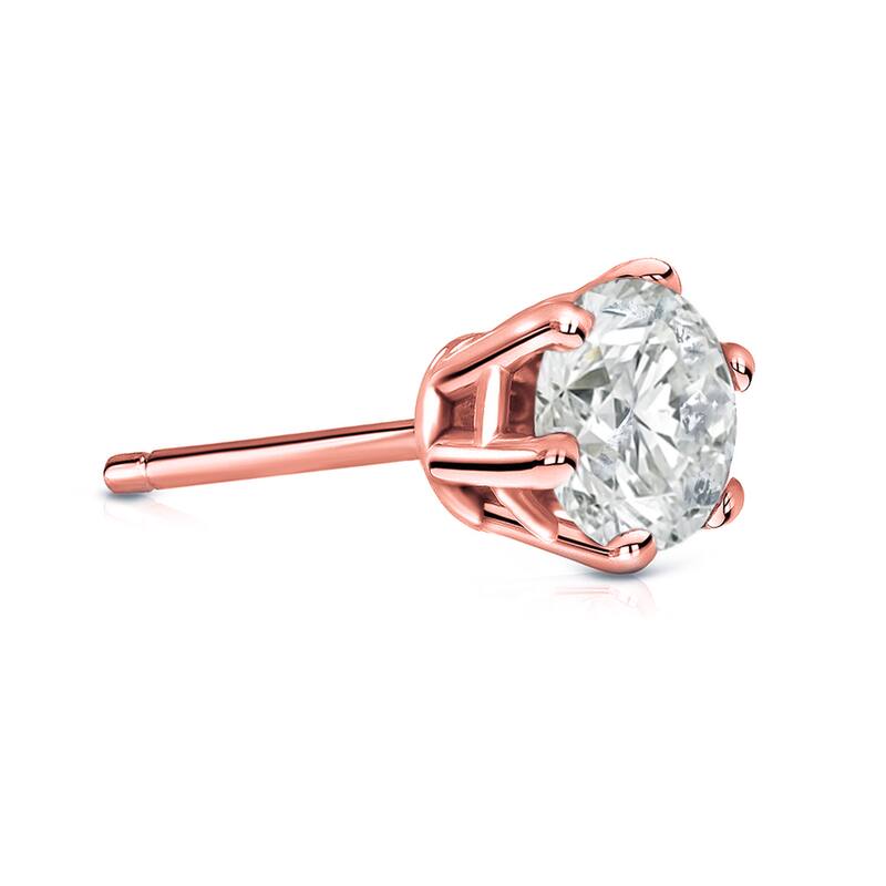 Auriya 14k Gold 1ct TDW Round 6-Prong SINGLE STUD (1) Diamond Earring