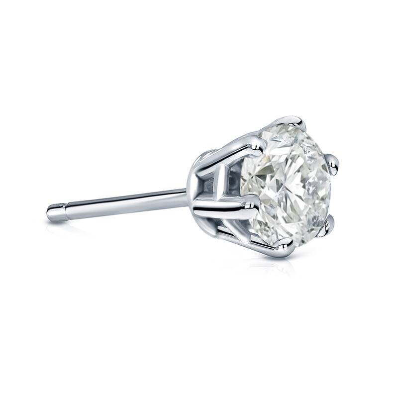 Auriya 14k Gold 1ct TDW Round 6-Prong SINGLE STUD (1) Diamond Earring
