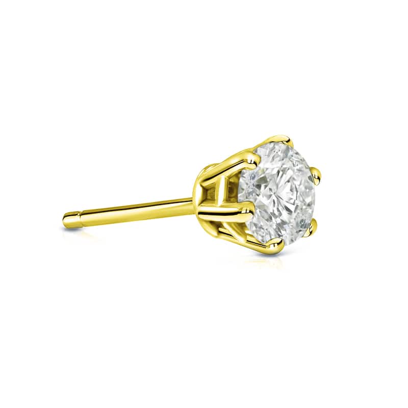 Auriya 14k Gold 1/3ct TDW Round 6-Prong SINGLE STUD (1) Diamond Earring - Yellow