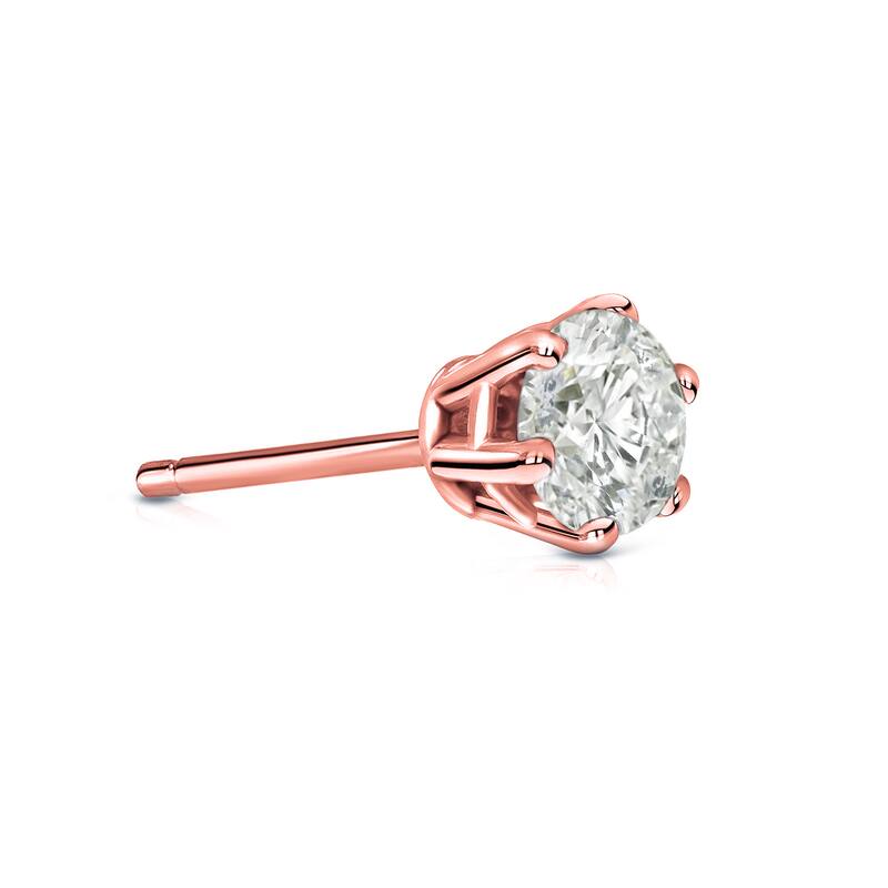 Auriya 14k Gold 1/3ct TDW Round 6-Prong SINGLE STUD (1) Diamond Earring - Rose