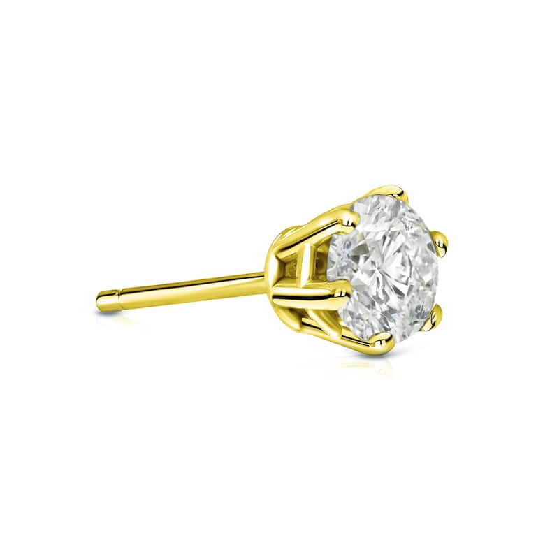 Auriya 1/2ctw 6-Prong Round Diamond SINGLE STUD (1) Earring 14k Gold