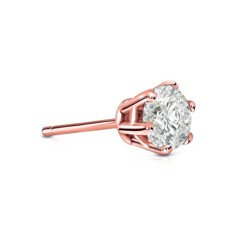 Auriya 1/2ctw 6-Prong Round Diamond SINGLE STUD (1) Earring 14k Gold - Rose