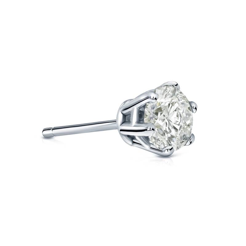Auriya 1/2ctw 6-Prong Round Diamond SINGLE STUD (1) Earring 14k Gold - White