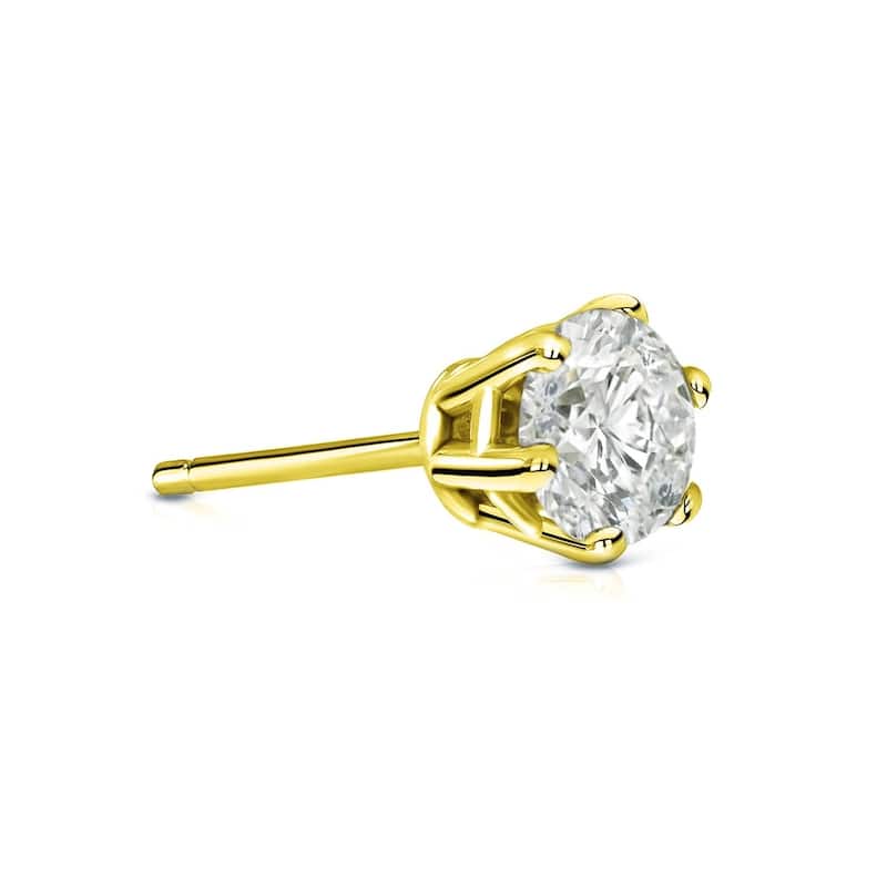 Auriya 1/2ctw 6-Prong Round Diamond SINGLE STUD (1) Earring 14k Gold - Yellow