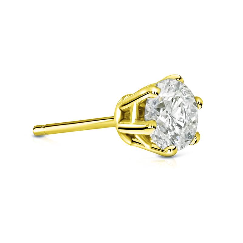 Auriya 14k Gold 3/4ct TDW Round 6-Prong SINGLE STUD (1) Diamond Earring