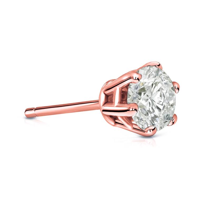 Auriya 14k Gold 1ct TDW Round 6-Prong SINGLE STUD (1) Diamond Earring