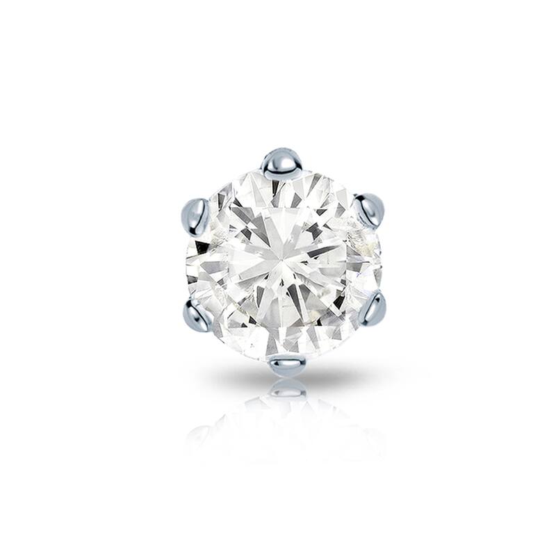 Auriya 14k Gold 1ct TDW Round 6-Prong SINGLE STUD (1) Diamond Earring
