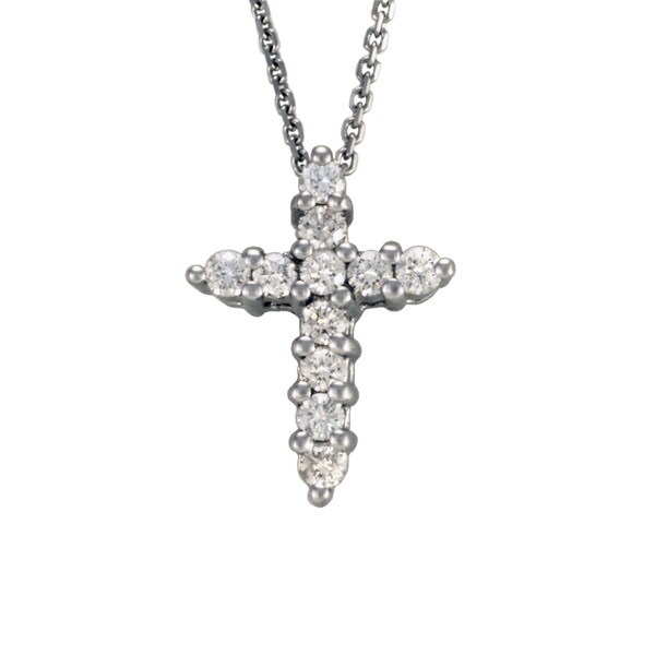 Diamond Cross Ring 14K White Gold Genuine White Diamond Sideways Cross .25ct