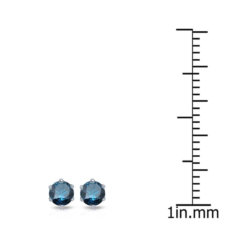 Auriya 1/4ctw Round Blue Diamond Stud Earrings 14k Gold 6-Prong (SI2-SI3)