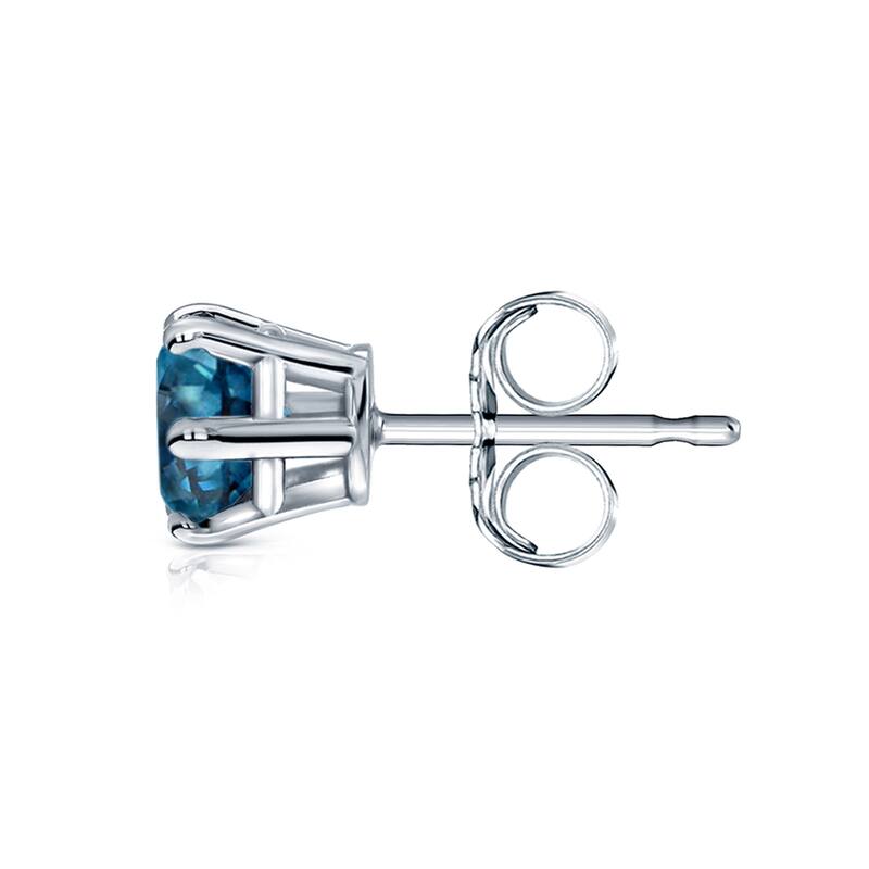 Auriya 1/3ctw Round Blue Diamond Stud Earrings 14k Gold 6-Prong