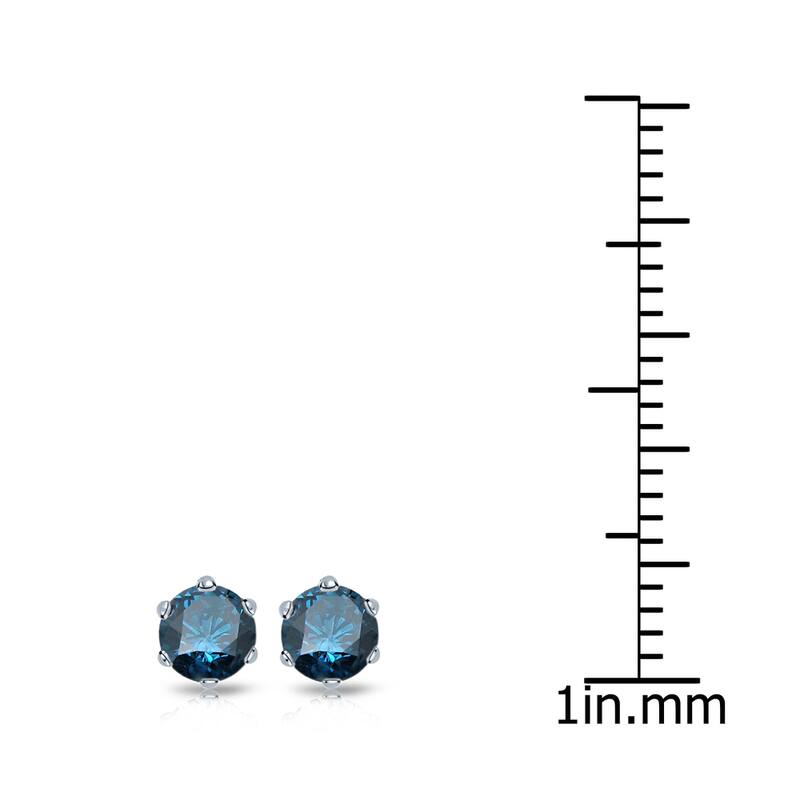 Auriya 1/2ctw Round Blue Diamond Stud Earrings 14k Gold 6-Prong
