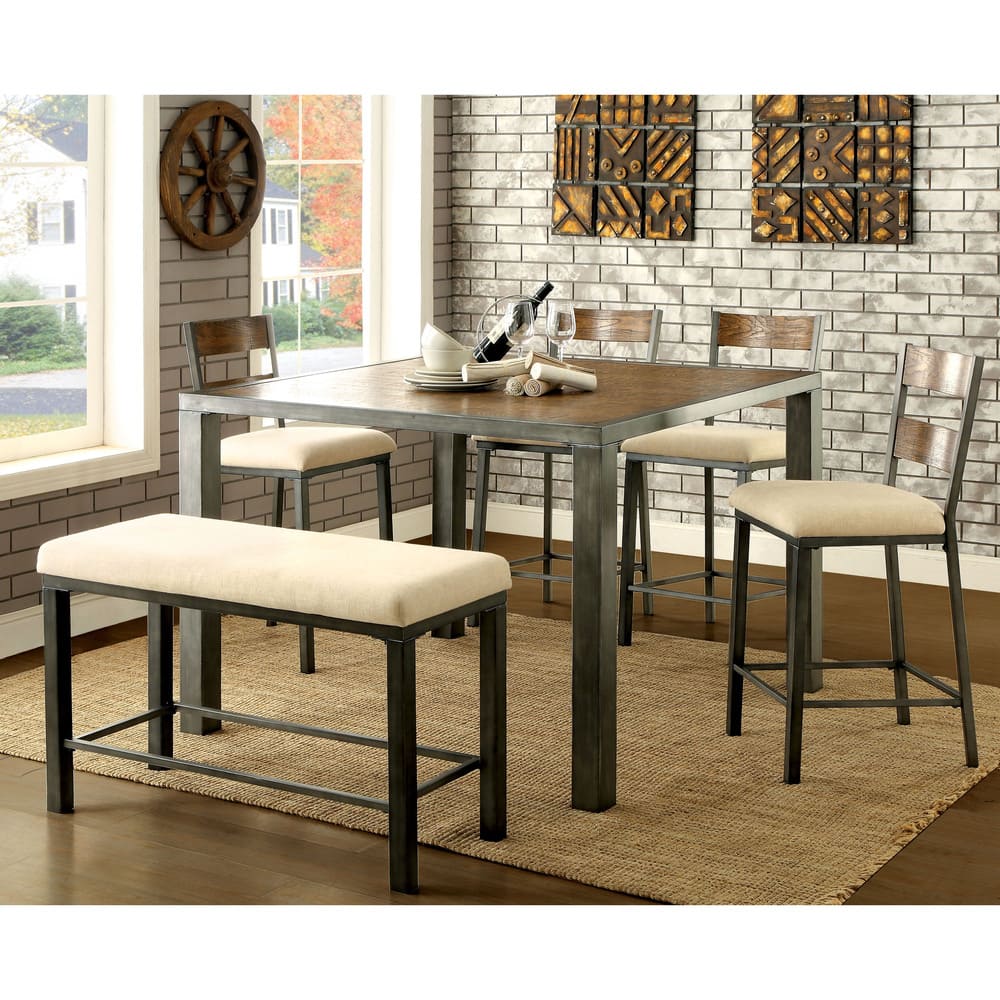 Carbon Loft Cusack Weathered Oak Counter Height 6-piece Dining Set