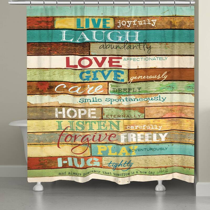 Laural Home Live Laugh Love Inspirational Shower Curtain