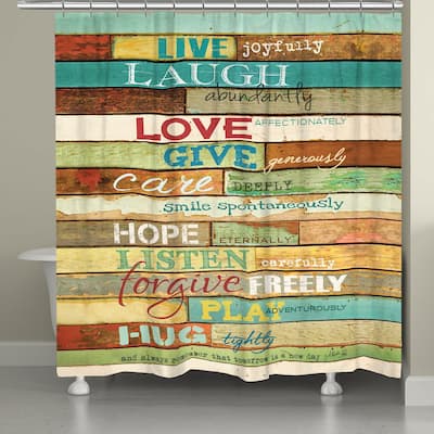 Laural Home Live Laugh Love Inspirational Shower Curtain