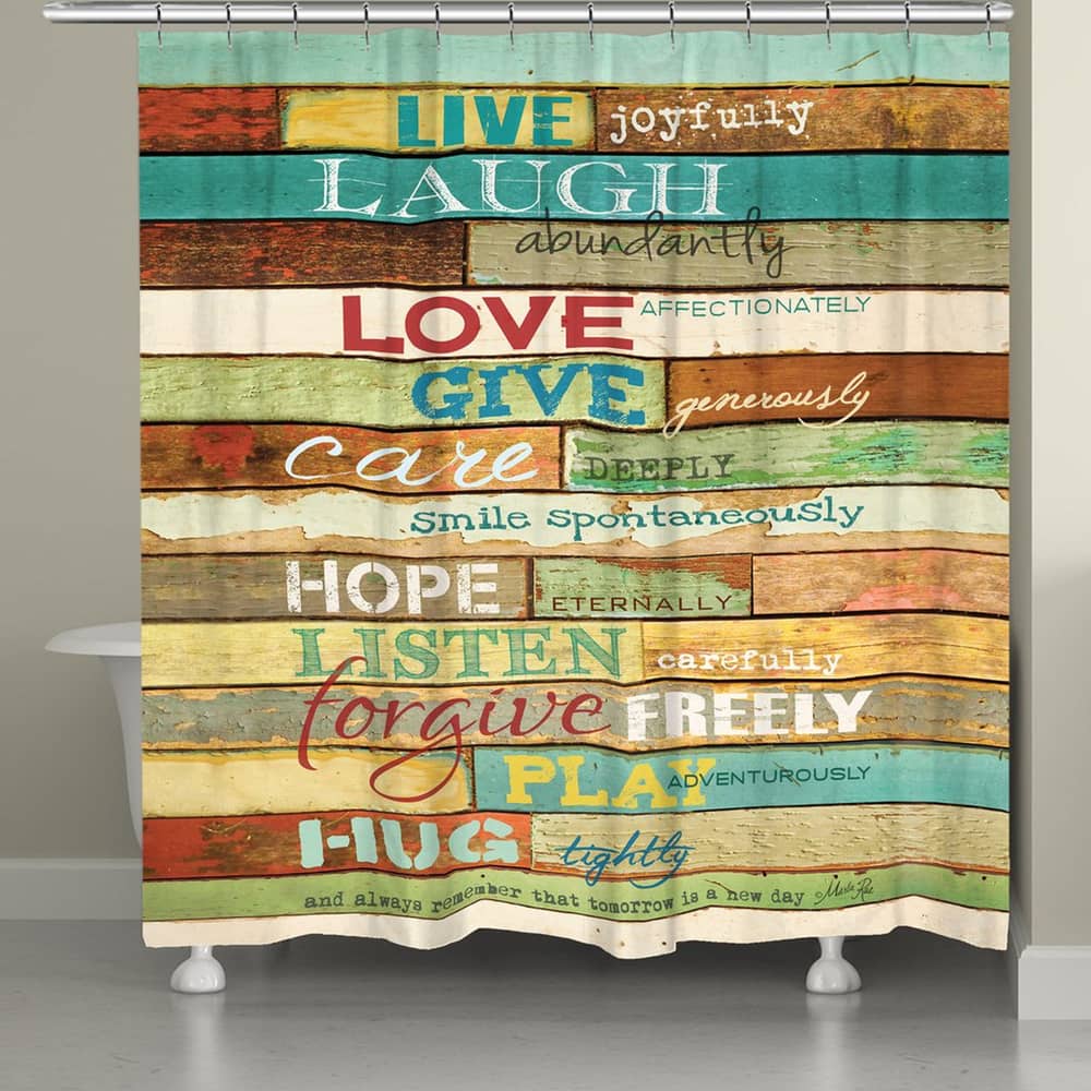 Laural Home Live Laugh Love Inspirational Shower Curtain