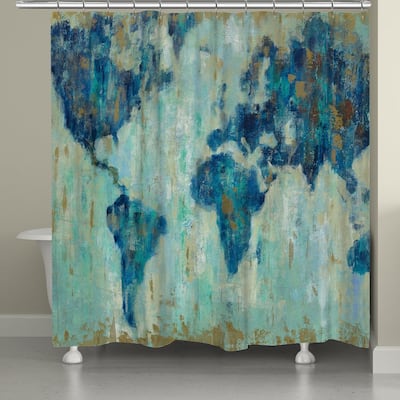 Laural Home Abstract World Map Shower Curtain