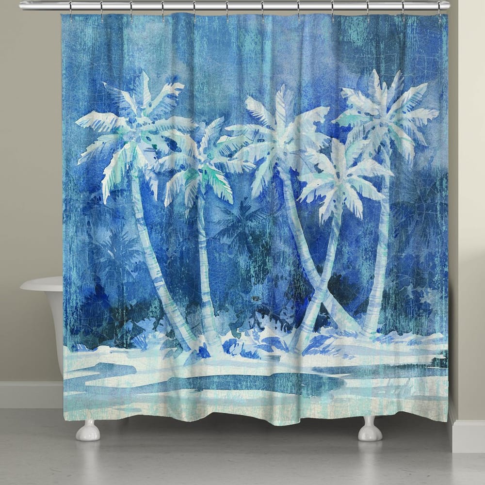 Laural Home Blue Palms Shower Curtain