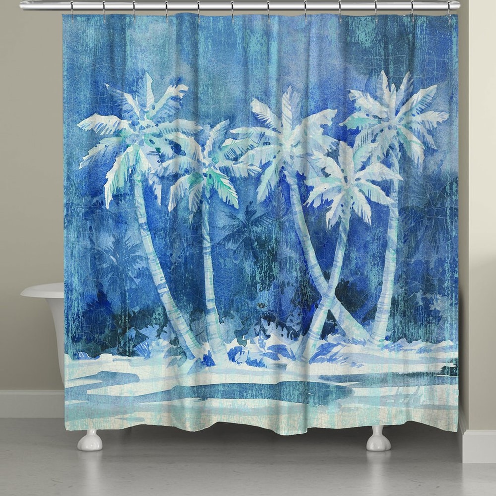 Laural Home Blue Palms Shower Curtain