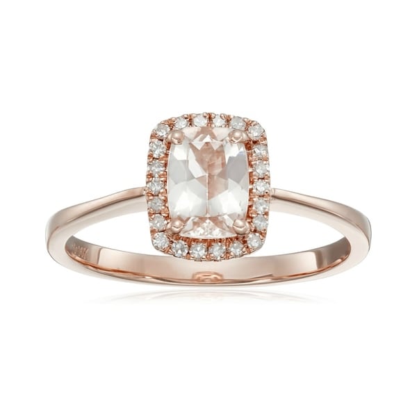 Pinctore 10k Rose gold Cushion-cut Morganite and 1/10ct TDW Diamond Ring (H-I,I1-I2)