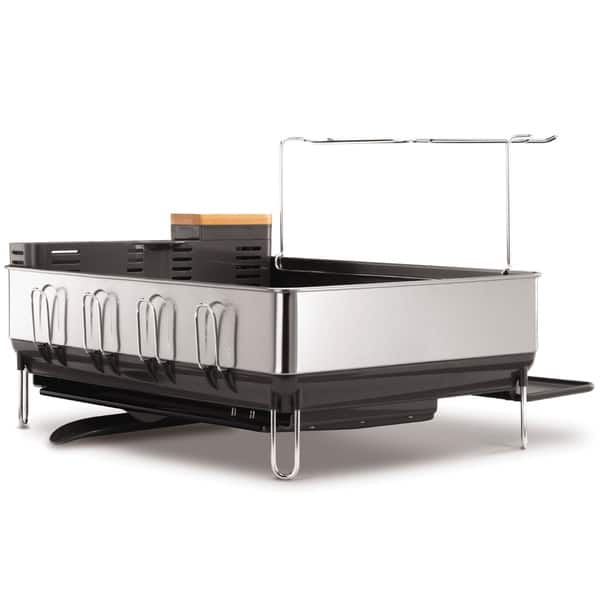 simplehuman Steel Frame Dish Rack with Wine Glass Holder in Grey (As Is  Item) - Bed Bath & Beyond - 12511187