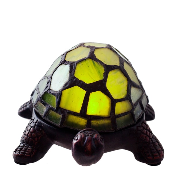 Cordless Battery-operated Stained Glass 2.5-inch Turtle Accent LED Lamp ...