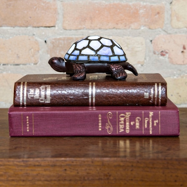 River of Goods Cordless Stained Glass 2.5" High Turtle Accent LED Lamp