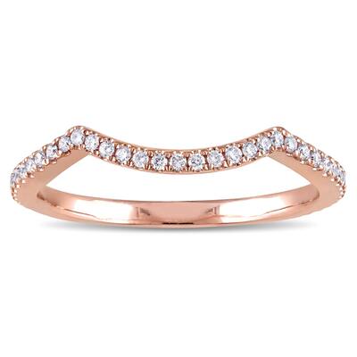Miadora 14k Rose Gold 1/5ct TDW Diamond Chevron Wedding Band - White
