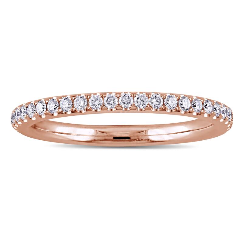 Miadora 14k Rose Gold 1/3ct TDW Diamond Eternity Wedding Band - White