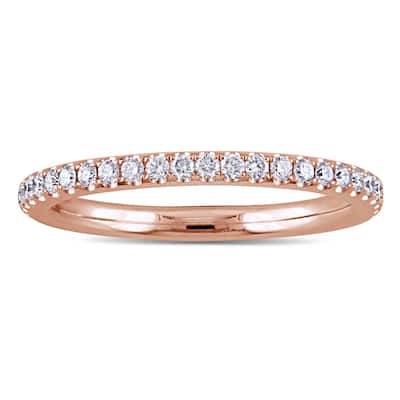 Miadora 14k Rose Gold 1/3ct TDW Diamond Eternity Wedding Band - White