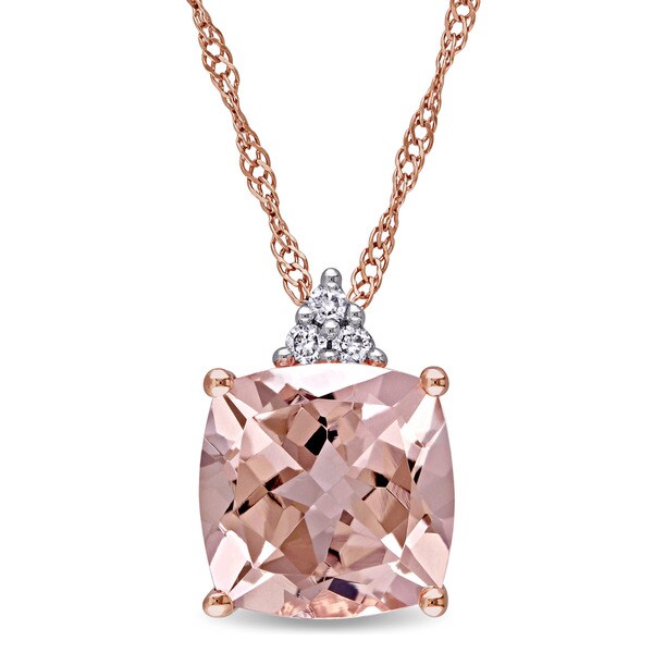 Shop Miadora 14k Rose Gold CushionCut and Diamond Accent