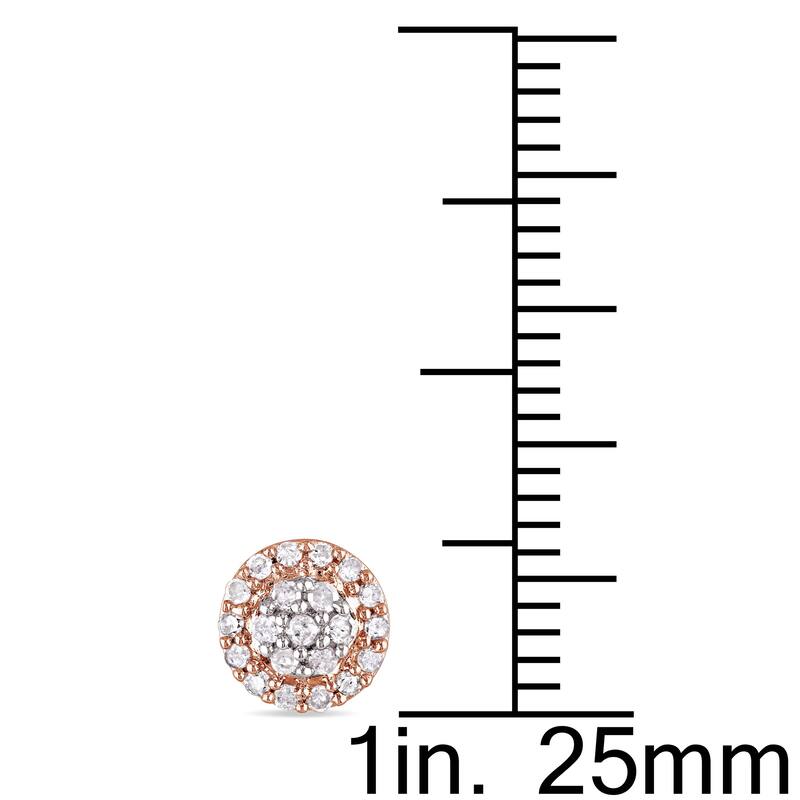 Miadora Two-tone White and RosePlated Sterling Silver 1/4ct TDW Diamond Halo Earrings