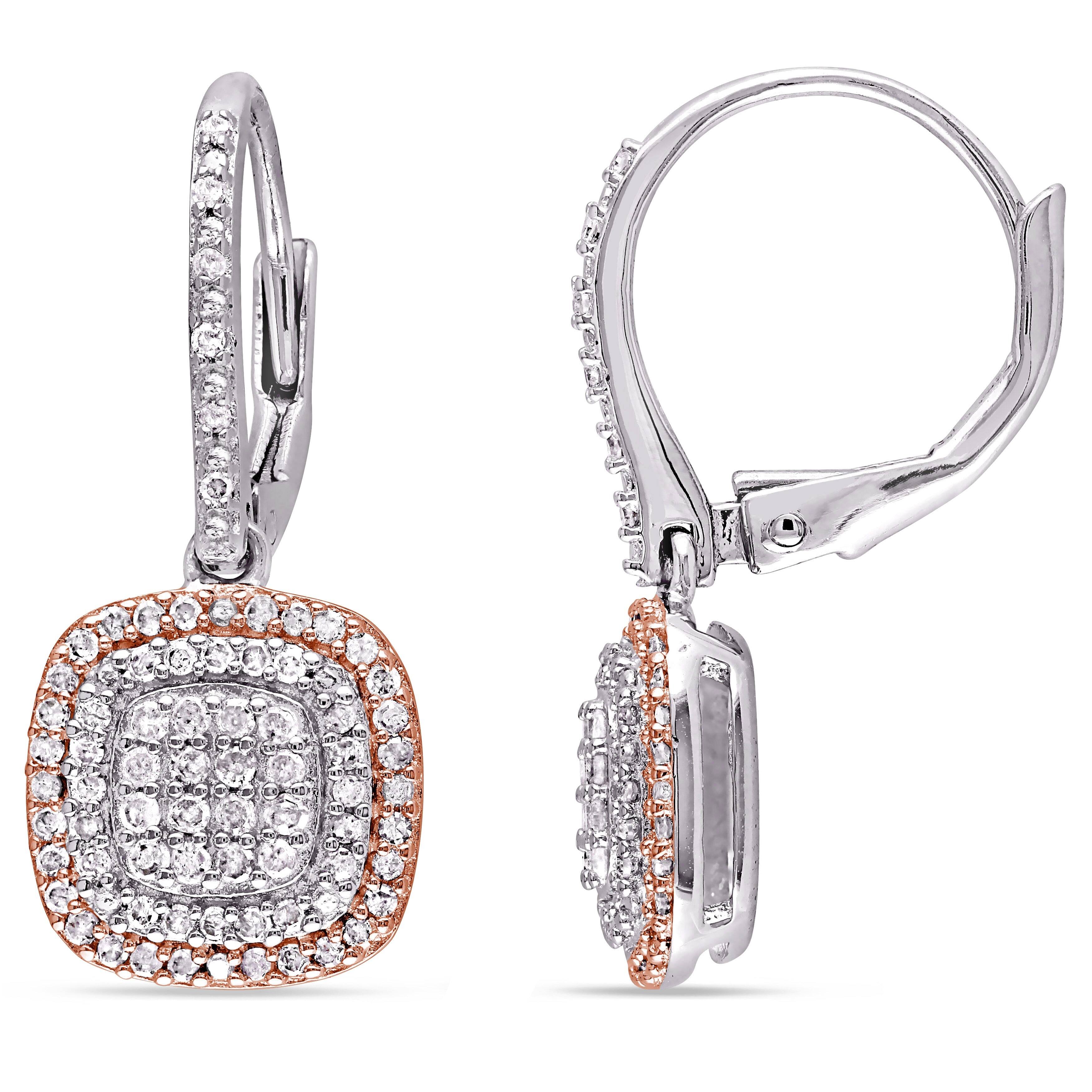 thumbnail image 2 of Amour 0.1 CT TDW Diamond Solitaire Stud Earrings – 925 Sterling Silver – Princess Cut – Natural Diamonds 2 of 3