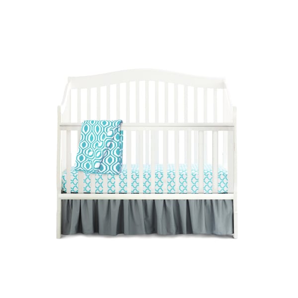 Shop American Baby Company Aqua Blue/Grey Cotton 5Piece Crib Bedding
