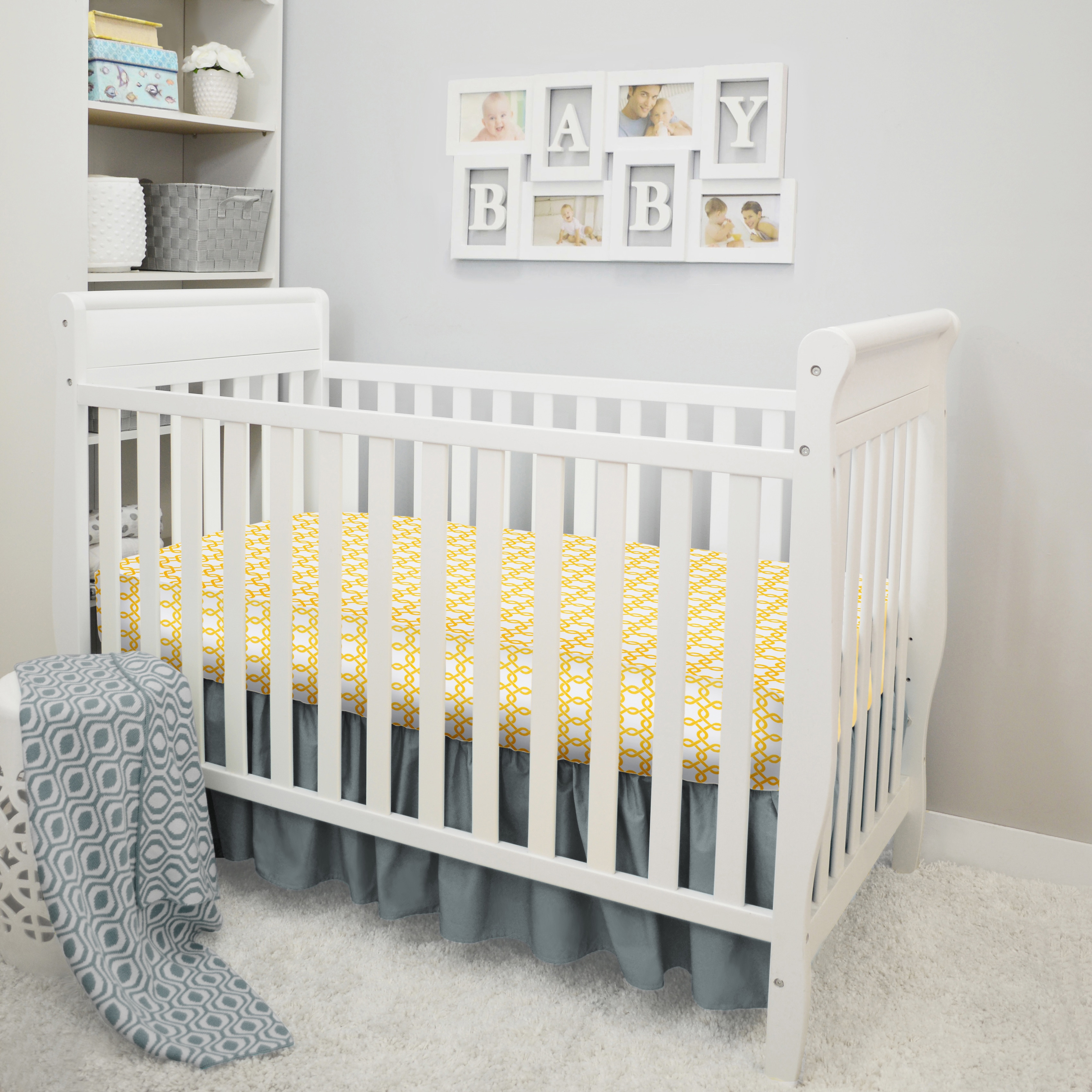 Shop American Baby Company Gold Grey Cotton 3 Piece Baby Crib