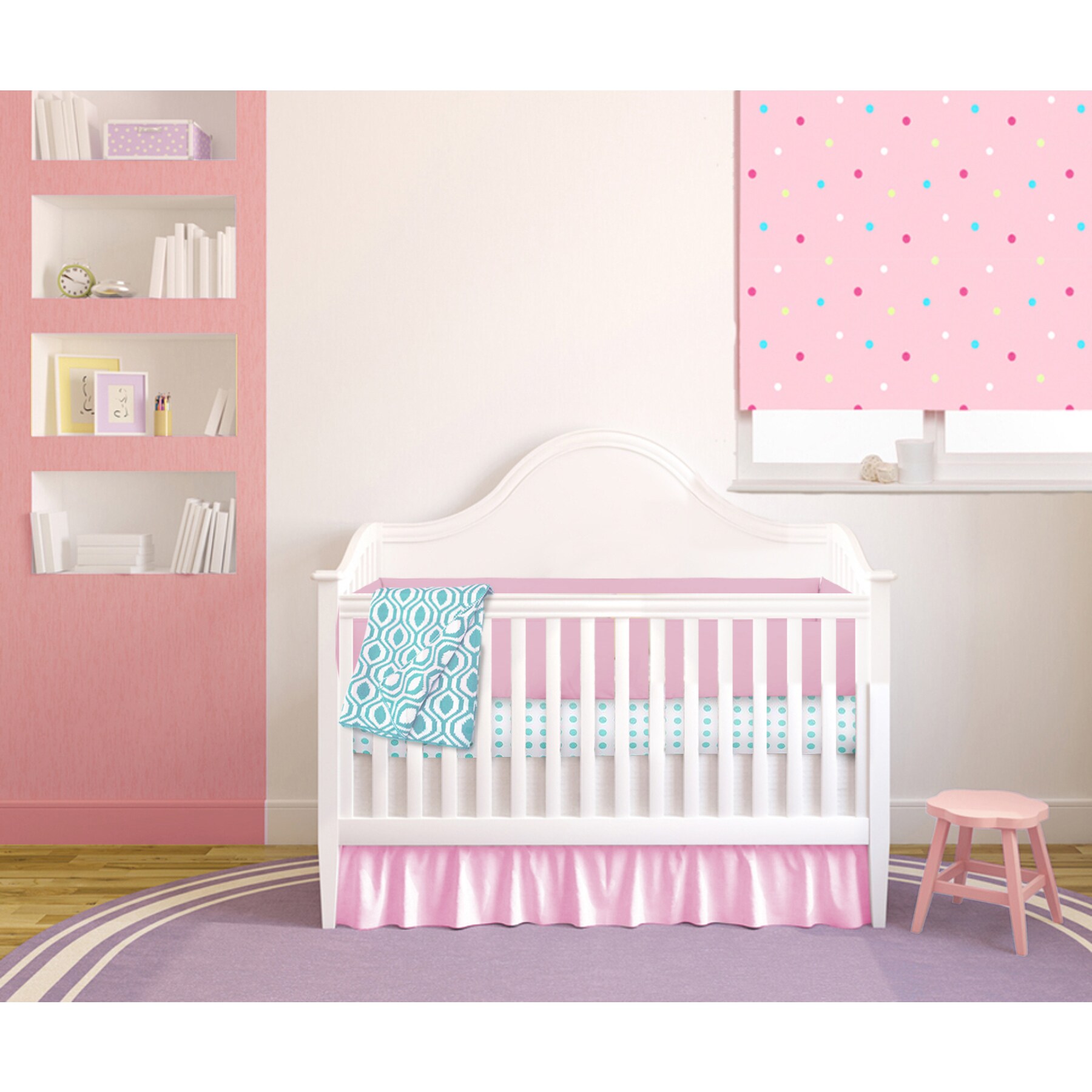 pink and aqua crib bedding