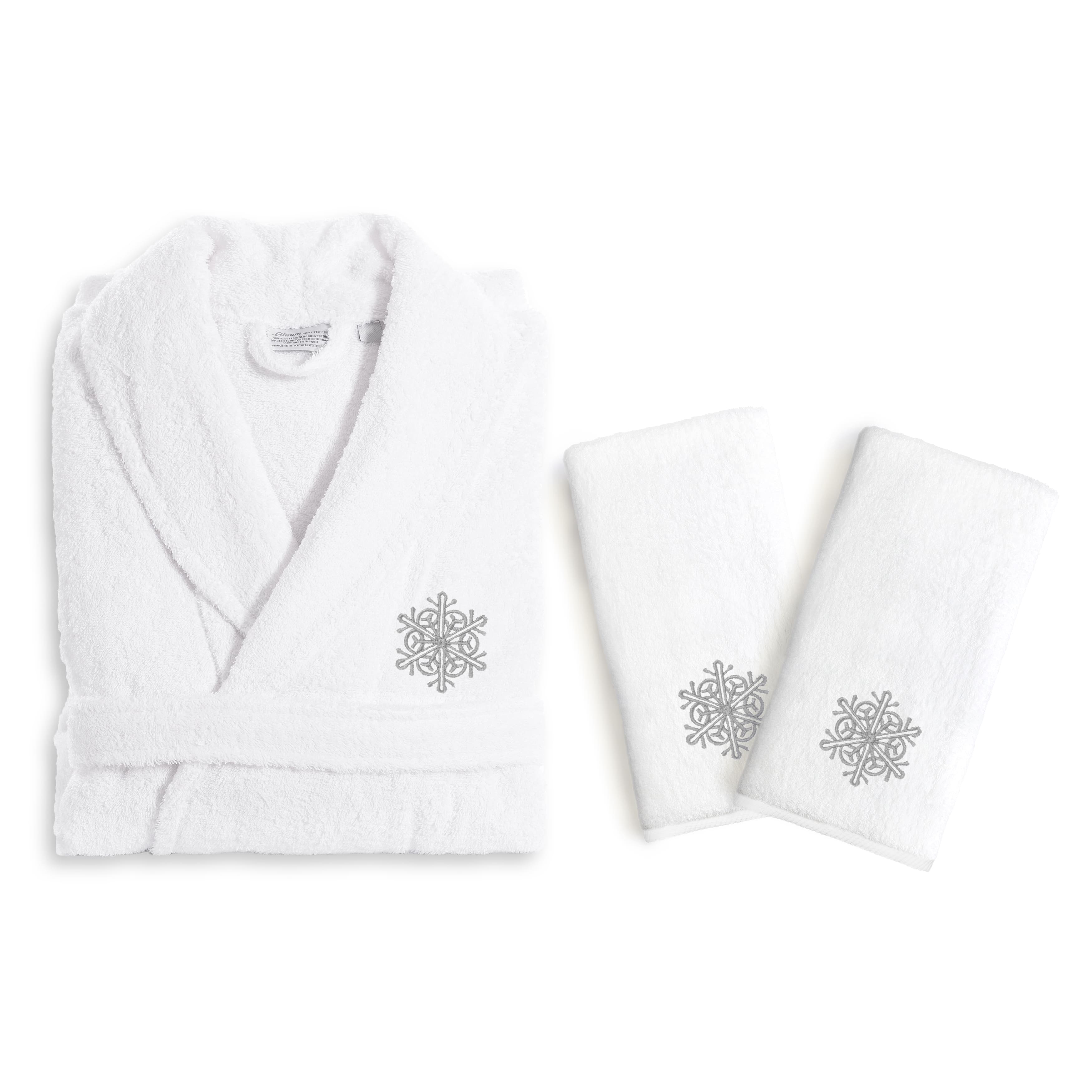 Authentic Hotel And Spa Silver Snowflake Holiday Terry Cloth Turkish 