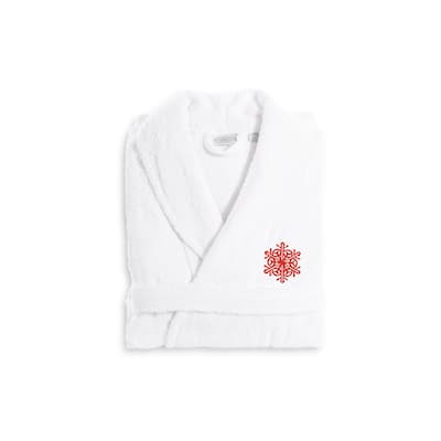 Authentic Hotel and Spa Red Snowflake Terry Cloth Turkish Cotton Bath Robe