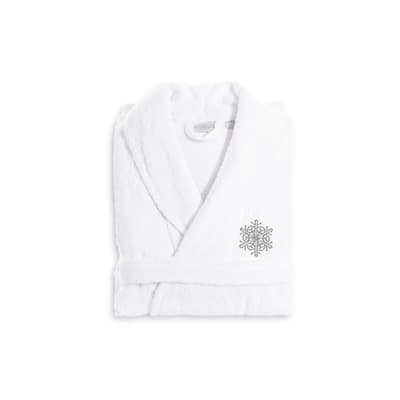 Authentic Hotel and Spa Silver Snowflake Terry Cloth Turkish Cotton Bath Robe