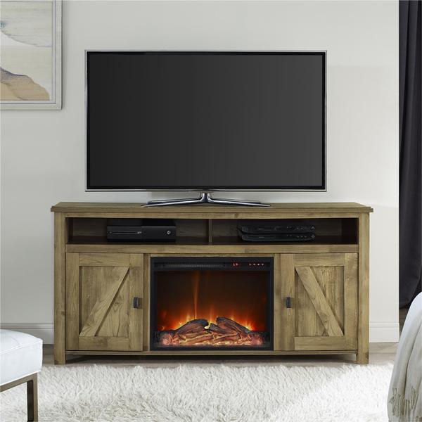 Ameriwood Home Farmington Heritage Light Pine 60-inch Media Fireplace. Opens flyout.